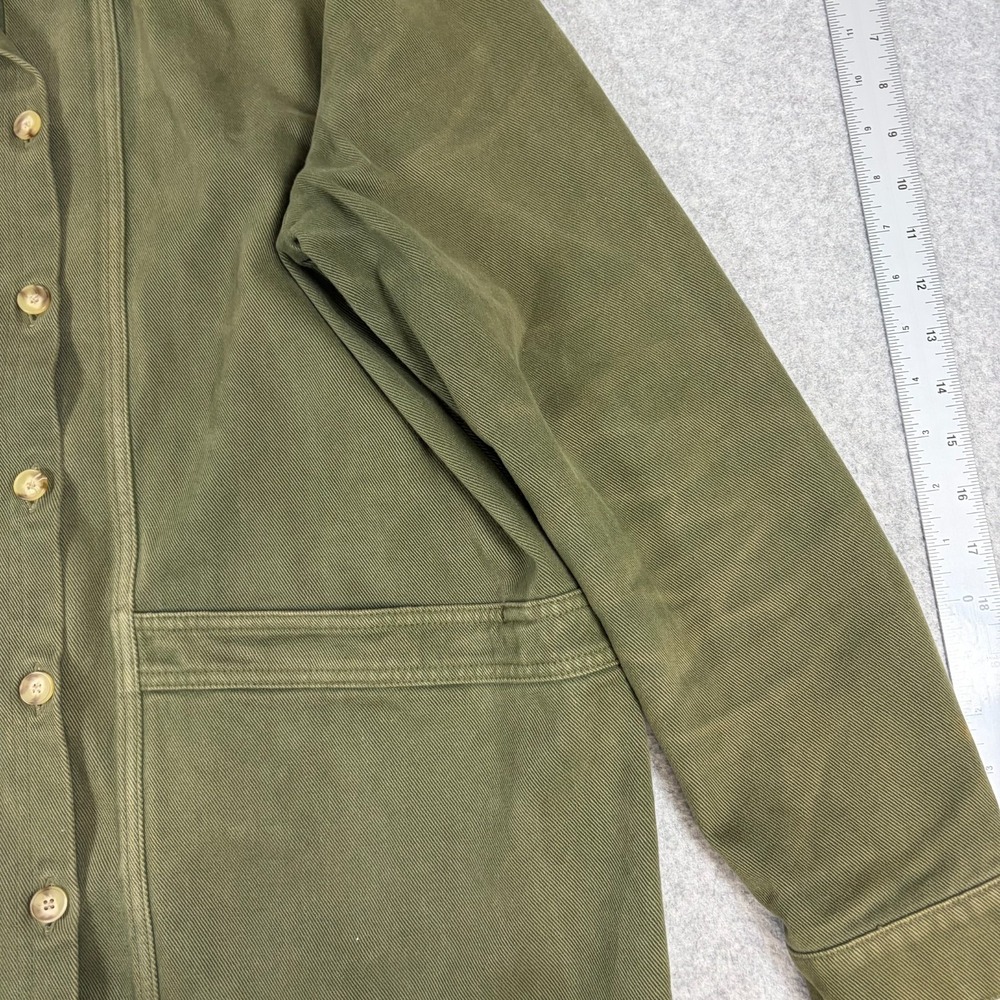 Sezane Will Jacket Womens Medium Green Suede Olive Button Pockets - Picture 6 of 7